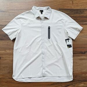 NWT Zella Men's Tex Zip-Up Performance Shirt - Light Beige